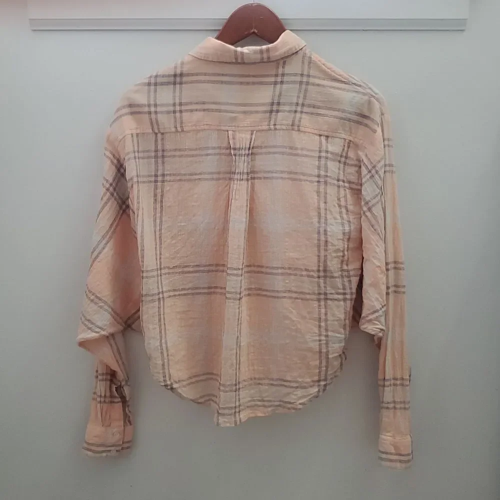 Free People Cutie Oversized Plaid Button Up Size Small